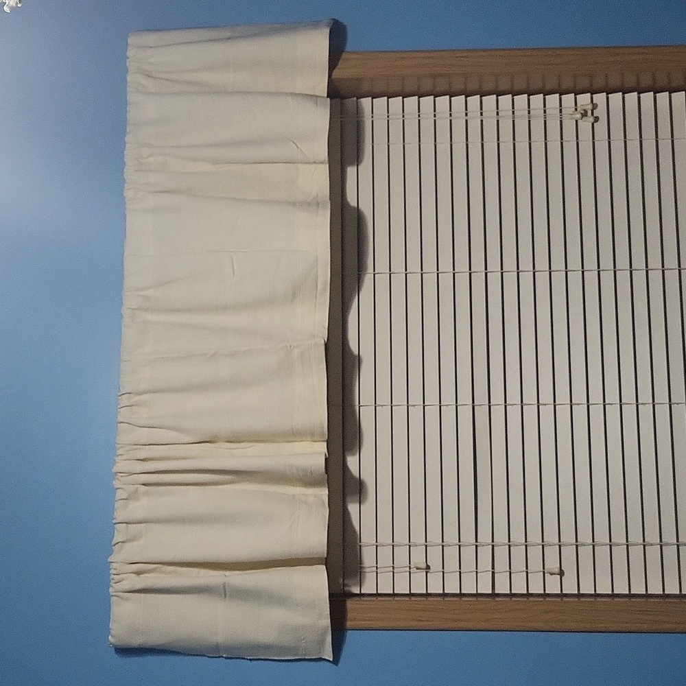 2 Cream canvas extra long curtain valance Elrene beige camel